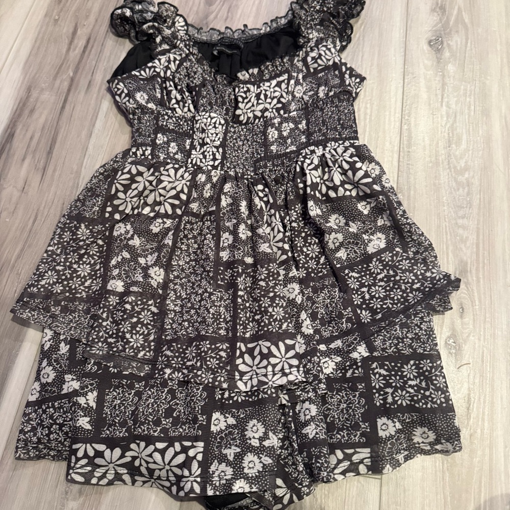 Floral Black and White Romper